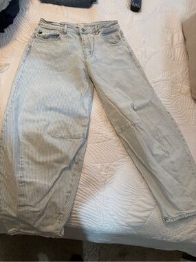 KanCan Light Blue Pinstripe Straight Leg Jeans